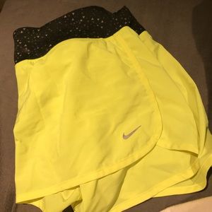 Nike neon yellow running shorts